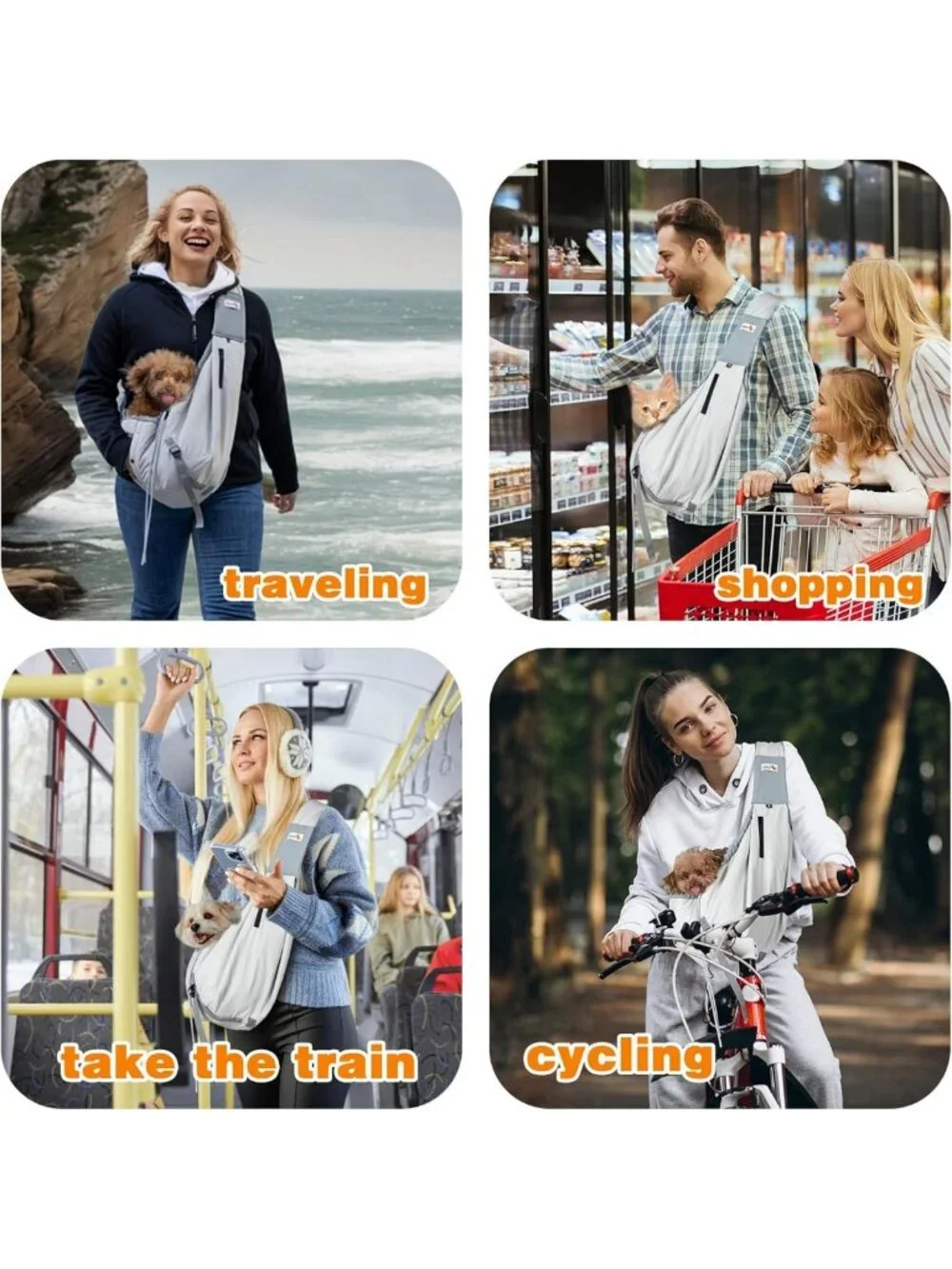 Cozy Dog Carrier Sling for Small Pets Up to 20lbs, Hands-Free Travel Backpack